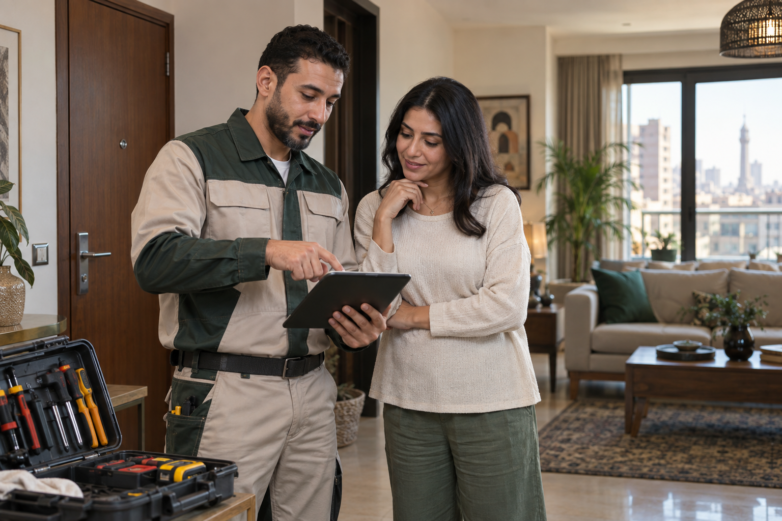 مراجعة طلب خدمة منزلية ومتابعة تفاصيله